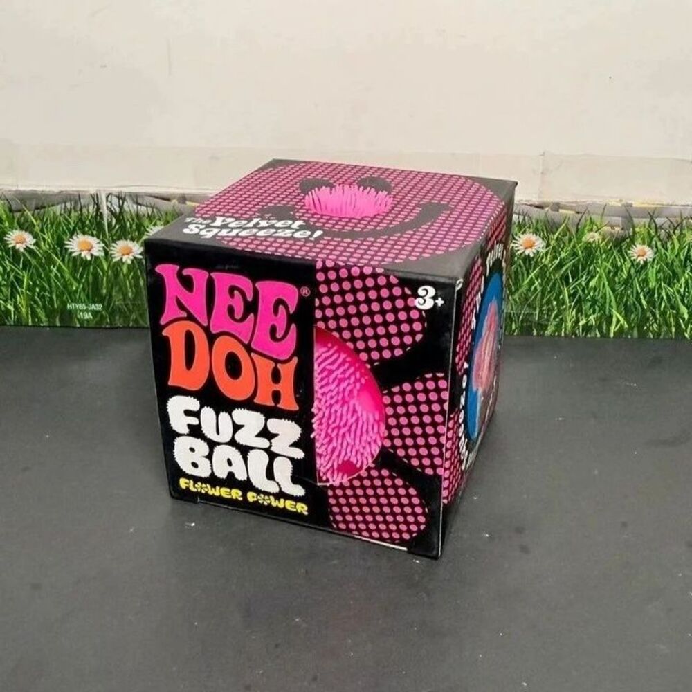 Schylling NeeDoh Fuzz Ball Flower Power Pink Squeeze Toy l 100% Authentic